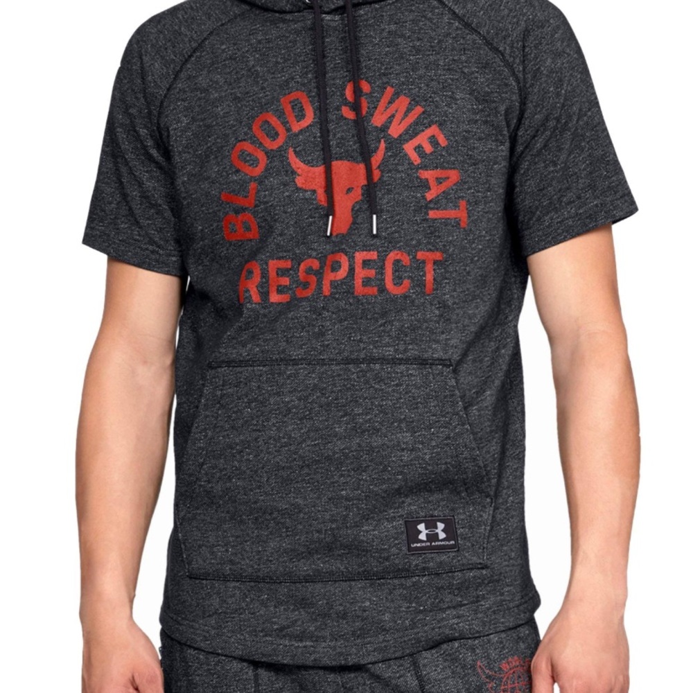 Under Armour Project Rock Blood Sweat Respect short sleeve hoodie men’s sz M